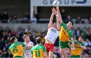 28 April 2024; Michael Langan of Donegal in action against Conn Kilpatrick of Tyrone during the Ulster GAA Football Senior Championship semi-final match between Donegal and Tyrone at Celtic Park in Derry. Photo by Stephen McCarthy/Sportsfile