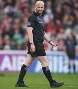 28 April 2024; Referee Brendan Cawley during the Ulster GAA Football Senior Championship semi-final match between Donegal and Tyrone at Celtic Park in Derry. Photo by Stephen McCarthy/Sportsfile