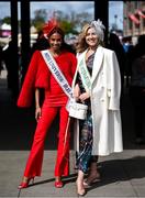 1 May 2024; Racegoers Aishah Akorede, left, and Hannah Kathleen Hawkshaw during day two of the Punchestown Festival at Punchestown Racecourse in Kildare. Photo by David Fitzgerald/Sportsfile
