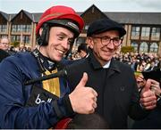 1 May 2024; Jockey JJ Slevin and trainer Martin Brassil after sending out Fastorslow to win the Ladbrokes Punchestown Gold Cup during day two of the Punchestown Festival at Punchestown Racecourse in Kildare. Photo by Seb Daly/Sportsfile