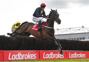 1 May 2024; Fastorslow, with JJ Slevin up, jumps the last on their way to winning the Ladbrokes Punchestown Gold Cup during day two of the Punchestown Festival at Punchestown Racecourse in Kildare. Photo by Seb Daly/Sportsfile