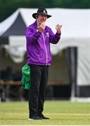 1 May 2024; Umpire Johnny Kennedy during the Cricket Ireland Inter-Provincial Trophy match between Northern Knights and North West Warriors at Pembroke Cricket Club in Dublin. Photo by Tyler Miller/Sportsfile