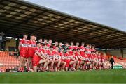 1 May 2024; The Derry team before the EirGrid Ulster GAA U20 Football Championship Final match between Derry and Tyrone at the Box-It Athletic Grounds in Armagh. Photo by Ben McShane/Sportsfile