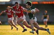 1 May 2024; Luke Crowley of Kerry in action against David Buckley of Cork during the EirGrid Munster GAA U20 Football Championship Final match between Kerry and Cork at Austin Stack Park in Tralee, Kerry. Photo by Brendan Moran/Sportsfile