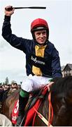 1 May 2024; Jockey JJ Slevin celebrates after riding Fastorslow to victory in the Ladbrokes Punchestown Gold Cup during day two of the Punchestown Festival at Punchestown Racecourse in Kildare. Photo by Seb Daly/Sportsfile