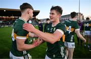 1 May 2024; Cian Lynch, right, and Ian O’Sullivan of Kerry celebrate after the EirGrid Munster GAA U20 Football Championship Final match between Kerry and Cork at Austin Stack Park in Tralee, Kerry. Photo by Brendan Moran/Sportsfile