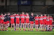 1 May 2024; Derry players react during the penalty shootout of the EirGrid Ulster GAA U20 Football Championship Final match between Derry and Tyrone at the Box-It Athletic Grounds in Armagh. Photo by Ben McShane/Sportsfile