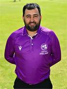 1 May 2024; Umpire Umpire Mohammed Waseem poses for a portrait after the Cricket Ireland Inter-Provincial Trophy match between Leinster Lightning and Munster Reds at Pembroke Cricket Club in Dublin. Photo by Tyler Miller/Sportsfile