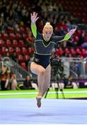 2 May 2024; Emma Slevin of Ireland competes in the Women's Senior Floor Exercise Qualification subdivision 1 on day one of the 2024 Women's Artistic Gymnastics European Championships at Fiera di Rimini in Rimini, Italy. Photo by Filippo Tomasi/Sportsfile