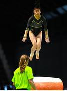 2 May 2024; Lily Russell of Ireland competes in the Women's Senior Vault Qualification subdivision 1 on day one of the 2024 Women's Artistic Gymnastics European Championships at Fiera di Rimini in Rimini, Italy. Photo by Filippo Tomasi/Sportsfile