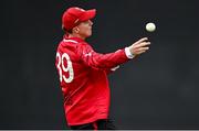 2 May 2024; Jordan Neil of Munster Reds fields during the Cricket Ireland Inter-Provincial Trophy match between Munster Reds and Northern Knights at Pembroke Cricket Club in Dublin. Photo by Harry Murphy/Sportsfile