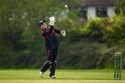 2 May 2024; Northern Knights wicketkeeper Neil Rock celebrates the wicket of PJ Moor of Munster Reds during the Cricket Ireland Inter-Provincial Trophy match between Munster Reds and Northern Knights at Pembroke Cricket Club in Dublin. Photo by Harry Murphy/Sportsfile