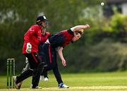 2 May 2024; Matthew Foster of Northern Knights bowls during the Cricket Ireland Inter-Provincial Trophy match between Munster Reds and Northern Knights at Pembroke Cricket Club in Dublin. Photo by Harry Murphy/Sportsfile
