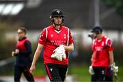 2 May 2024; Gareth Delaney of Munster Reds walks off after being caught out during the Cricket Ireland Inter-Provincial Trophy match between Munster Reds and Northern Knights at Pembroke Cricket Club in Dublin. Photo by Harry Murphy/Sportsfile