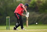 2 May 2024; Joshua Manley of Munster Reds bats during the Cricket Ireland Inter-Provincial Trophy match between Munster Reds and Northern Knights at Pembroke Cricket Club in Dublin. Photo by Harry Murphy/Sportsfile