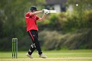 2 May 2024; John McNally of Munster Reds bats during the Cricket Ireland Inter-Provincial Trophy match between Munster Reds and Northern Knights at Pembroke Cricket Club in Dublin. Photo by Harry Murphy/Sportsfile