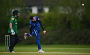 2 May 2024; George Dockrell of Leinster Lightning bowls during the Cricket Ireland Inter-Provincial Trophy match between Leinster Lightning and North West Warriors at Pembroke Cricket Club in Dublin. Photo by Harry Murphy/Sportsfile