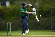 2 May 2024; Jared Wilson of North West Warriors bats during the Cricket Ireland Inter-Provincial Trophy match between Leinster Lightning and North West Warriors at Pembroke Cricket Club in Dublin. Photo by Harry Murphy/Sportsfile