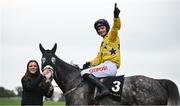 2 May 2024; Jockey Danny Mullins celebrates on Il Etait Temps after winning the Barberstown Castle Novice Steeplechase during day three of the Punchestown Festival at Punchestown Racecourse in Kildare. Photo by Seb Daly/Sportsfile