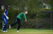 2 May 2024; Andy McBrine of North West Warriors bowls during the Cricket Ireland Inter-Provincial Trophy match between Leinster Lightning and North West Warriors at Pembroke Cricket Club in Dublin. Photo by Harry Murphy/Sportsfile