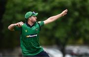 2 May 2024; Jared Wilson of North West Warriors fields during the Cricket Ireland Inter-Provincial Trophy match between Leinster Lightning and North West Warriors at Pembroke Cricket Club in Dublin. Photo by Harry Murphy/Sportsfile