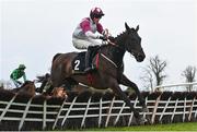 2 May 2024; Maxxum, with Carl Millar up, jumps the last on their way to winning the Conway Piling Handicap Hurdle during day three of the Punchestown Festival at Punchestown Racecourse in Kildare. Photo by Seb Daly/Sportsfile