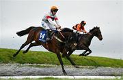 2 May 2024; Streets Of Doyen, left, with Alex Harvey up, and Subset, with Barry Stone up, jump Ruby's Double during the Mongey Communications La Touche Cup Cross Country Steeplechase on day three of the Punchestown Festival at Punchestown Racecourse in Kildare. Photo by Seb Daly/Sportsfile