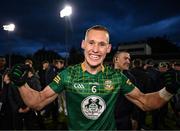 29 April 2024; John O'Regan of Meath celebrates after his side's victory in the EirGrid Leinster GAA Football U20 Championship Final match between Meath and Louth at Parnell Park in Dublin. Photo by Piaras Ó Mídheach/Sportsfile