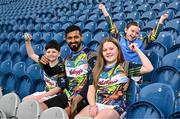 3 May 2024; In attendance at the launch of the 2024 Kellogg’s GAA Cúl Camps is Former Leitrim hurler Zak Moradi with pupils from St Laurence O'Tooles National School in Dublin 1, from left, Max Learmouth, aged 8, Maddie Moir, aged 10 and Katie Conroy, aged 8, at Croke Park in Dublin. Starting at the beginning of June and running to the end of August, Kellogg’s GAA Cúl Camps are opening up a number of spots in select GAA clubs all over Ireland to children of migrant families as part of their Better Days Promise. For more information and to book now, visit www.gaa.ie/kelloggsculcamps.  Photo by Sam Barnes/Sportsfile