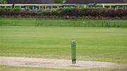 3 May 2024; A general view of the stumps before the Cricket Ireland Inter-Provincial Trophy match between North West Warriors and Munster Reds at Pembroke Cricket Club in Dublin. Photo by Piaras Ó Mídheach/Sportsfile