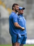 3 May 2024; Caelan Doris and Senior coach Jacques Nienaber during a Leinster Rugby captain's run at Croke Park in Dublin. Photo by Harry Murphy/Sportsfile