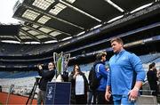 3 May 2024; Tadhg Furlong walks out for a Leinster Rugby captain's run at Croke Park in Dublin. Photo by Harry Murphy/Sportsfile