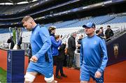 3 May 2024; Ross Molony and senior coach Jacques Nienaber during a Leinster Rugby captain's run at Croke Park in Dublin. Photo by Harry Murphy/Sportsfile