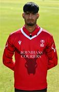 1 May 2024; Zubair Hassan Khan of Munster Reds poses for a portrait after the Cricket Ireland Inter-Provincial Trophy match between Leinster Lightning and Munster Reds at Pembroke Cricket Club in Dublin. Photo by Tyler Miller/Sportsfile