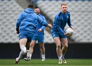 3 May 2024; Ciarán Frawley plays gaelic football during a Leinster Rugby captain's run at Croke Park in Dublin. Photo by Harry Murphy/Sportsfile