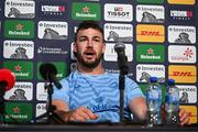 3 May 2024; Leinster captain Caelan Doris during a Leinster Rugby media conference at Croke Park in Dublin. Photo by Harry Murphy/Sportsfile