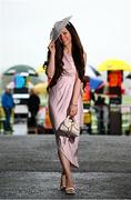 3 May 2024; Racegoer Sarah Kelly, from New York, United States of America, stands for a portrait ahead of racing on day four of the Punchestown Festival at Punchestown Racecourse in Kildare. Photo by Seb Daly/Sportsfile