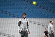3 May 2024; Courtney Lawes plays hurling during a Northampton Saints captain's run at Croke Park in Dublin. Photo by Harry Murphy/Sportsfile