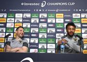 3 May 2024; Northampton Saints director of rugby Phil Dowson and captain Courtney Lawes during a Northampton Saints media conference at Croke Park in Dublin. Photo by Harry Murphy/Sportsfile