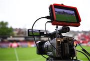 3 May 2024; A general view of a video camera before the SSE Airtricity Men's Premier Division match between St Patrick's Athletic and Drogheda United at Richmond Park in Dublin. Photo by Shauna Clinton/Sportsfile