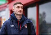 3 May 2024; Mason Melia of St Patrick's Athletic arrives before the SSE Airtricity Men's Premier Division match between St Patrick's Athletic and Drogheda United at Richmond Park in Dublin. Photo by Shauna Clinton/Sportsfile