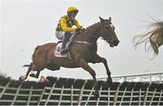 3 May 2024; State Man, with Paul Townend up, jumps the first on their way to winning the Boodles Champion Hurdle during day four of the Punchestown Festival at Punchestown Racecourse in Kildare. Photo by Seb Daly/Sportsfile