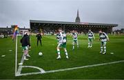 3 May 2024; The Shamrock Rovers team warm up before the SSE Airtricity Men's Premier Division match between Bohemians and Shamrock Rovers at Dalymount Park in Dublin. Photo by Brendan Moran/Sportsfile