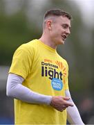 3 May 2024; Cameron Elliott of Dundalk wears a shirt in support of Darkness into Light in the warm-up before the SSE Airtricity Men's Premier Division match between Dundalk and Shelbourne at Oriel Park in Dundalk, Louth. Photo by Ben McShane/Sportsfile