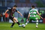 3 May 2024; James Clarke of Bohemians in action against Josh Honohan of Shamrock Rovers during the SSE Airtricity Men's Premier Division match between Bohemians and Shamrock Rovers at Dalymount Park in Dublin. Photo by Brendan Moran/Sportsfile