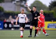 3 May 2024; Daryl Horgan of Dundalk recieves a yellow card from referee Eoghan O'Shea during the SSE Airtricity Men's Premier Division match between Dundalk and Shelbourne at Oriel Park in Dundalk, Louth. Photo by Ben McShane/Sportsfile