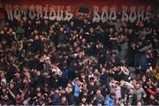 3 May 2024; Bohemians supporters celebrate their first goal during the SSE Airtricity Men's Premier Division match between Bohemians and Shamrock Rovers at Dalymount Park in Dublin. Photo by Stephen McCarthy/Sportsfile