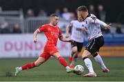 3 May 2024; Liam Burt of Shelbourne in action against Andy Boyle of Dundalk during the SSE Airtricity Men's Premier Division match between Dundalk and Shelbourne at Oriel Park in Dundalk, Louth. Photo by Ben McShane/Sportsfile