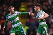 3 May 2024; Johnny Kenny celebrates with his Shamrock Rovers team-mate Darragh Nugent, left, after scoring their side's first goal during the SSE Airtricity Men's Premier Division match between Bohemians and Shamrock Rovers at Dalymount Park in Dublin. Photo by Stephen McCarthy/Sportsfile