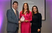 3 May 2024; The players selected on the Teams of the 2024 Lidl National Leagues were presented with their awards at Croke Park on Friday, May 3. The best players from the four divisions in the 2024 Lidl National Football Leagues were selected by the LGFA’s All Star committee. Aimee Mackin of Armagh is pictured receiving her Division 1 award from Uachtarán Cumann Peil Gael na mBan, Mícheál Naughton and Christine McIntyre, Senior Partnerships and Events Manager, Lidl Ireland and Northern Ireland. Photo by Ramsey Cardy/Sportsfile